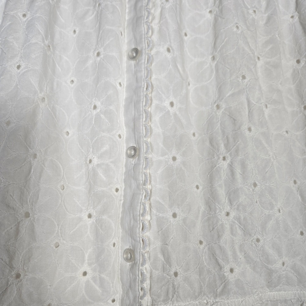 Rabbit Rabbit Rabbit White Eyelet Tiered Button Front Dress Large - Picture 4 of 7